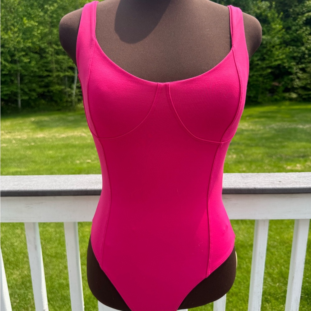 Abercrombie & Fitch Pink Bodysuit with Scoop Neckline